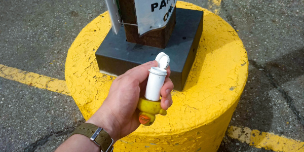 Geocache hidden in a light pole