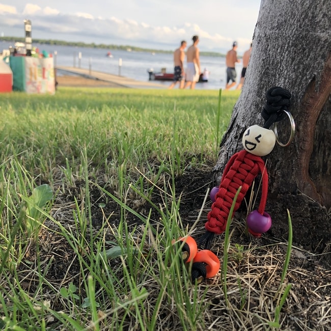 Paracord keychain on the beach