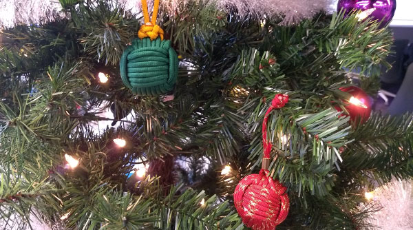 Monkey fist Christmas ornament