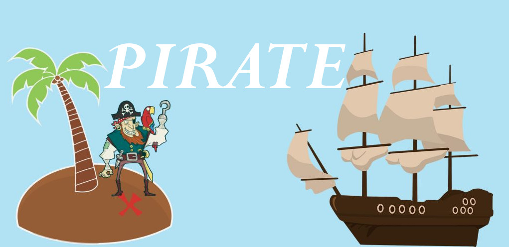 Cartoon Pirate and Ship Illustration