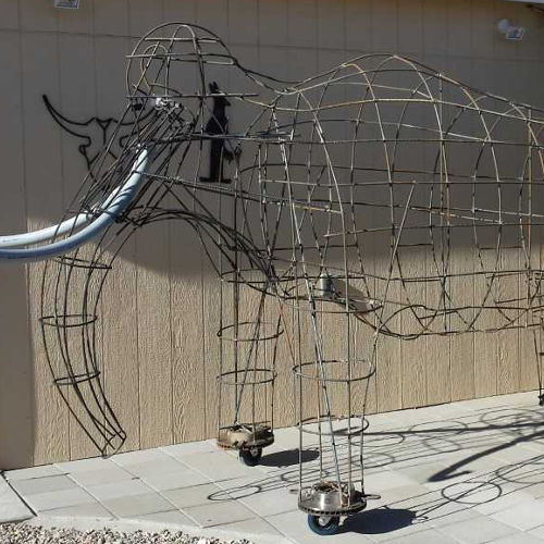 Rebar and chicken wire wireframe mammoth